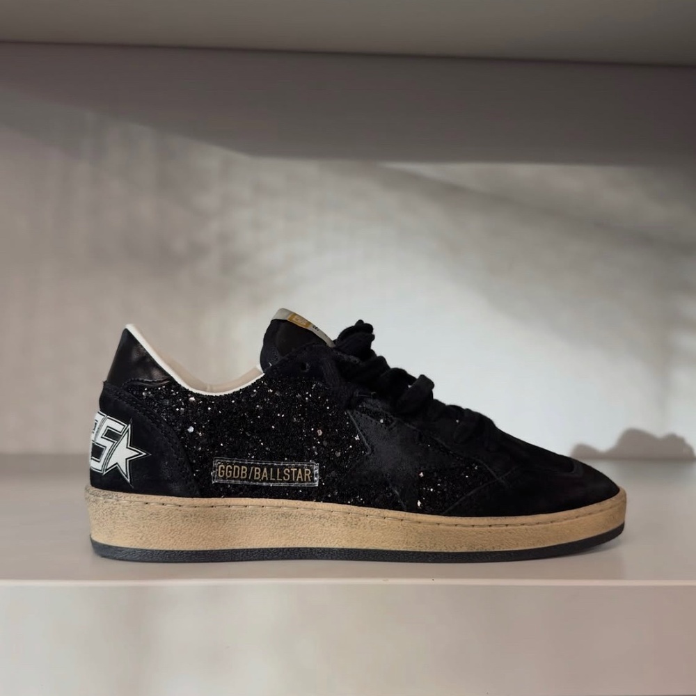 Golden Goose Ball Star Sneaker Black Glitter/Suede sz 40 New in Box